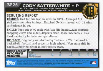 2010 Bowman Chrome - Prospects Black #BP26 Cody Satterwhite Back