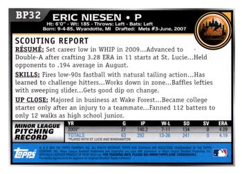 2010 Bowman Chrome - Prospects Black #BP32 Eric Niesen Back
