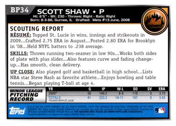 2010 Bowman Chrome - Prospects Black #BP34 Scott Shaw Back