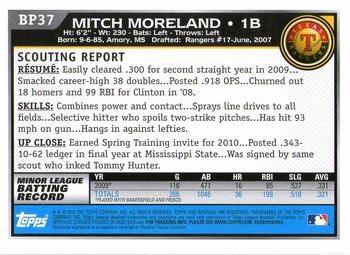 2010 Bowman Chrome - Prospects Black #BP37 Mitch Moreland Back