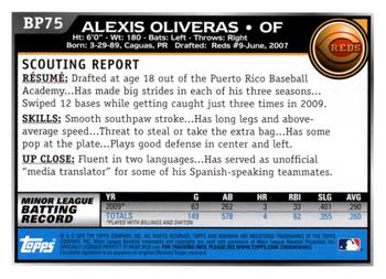 2010 Bowman Chrome - Prospects Black #BP75 Alexis Oliveras Back