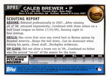 2010 Bowman Chrome - Prospects Black #BP81 Caleb Brewer Back