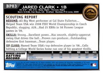 2010 Bowman Chrome - Prospects Black #BP83 Jared Clark Back