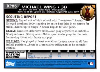 2010 Bowman Chrome - Prospects Black #BP86 Michael Wing Back