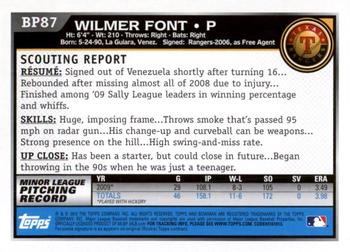 2010 Bowman Chrome - Prospects Black #BP87 Wilmer Font Back