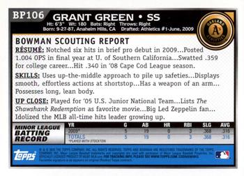 2010 Bowman Chrome - Prospects Black #BP106 Grant Green Back