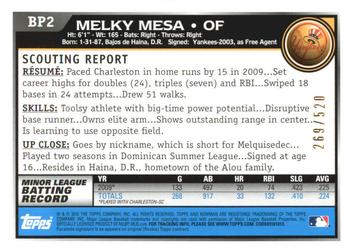 2010 Bowman - Prospects Blue #BP2 Melky Mesa Back