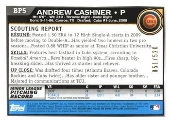 2010 Bowman - Prospects Blue #BP5 Andrew Cashner Back