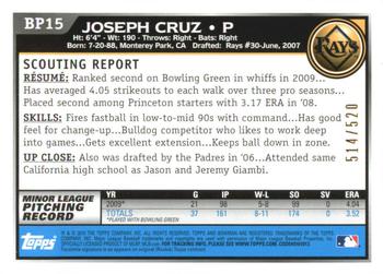 2010 Bowman - Prospects Blue #BP15 Joseph Cruz Back