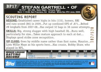 2010 Bowman - Prospects Blue #BP17 Stefan Gartrell Back