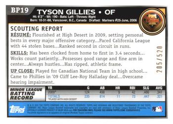 2010 Bowman - Prospects Blue #BP19 Tyson Gillies Back