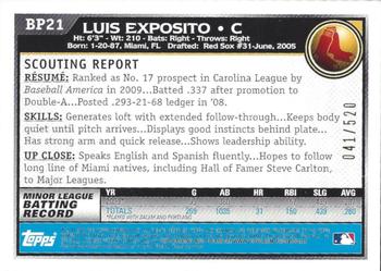 2010 Bowman - Prospects Blue #BP21 Luis Exposito Back