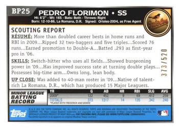 2010 Bowman - Prospects Blue #BP25 Pedro Florimon Back
