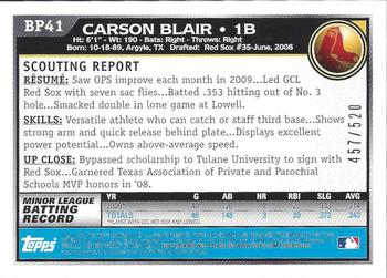 2010 Bowman - Prospects Blue #BP41 Carson Blair Back