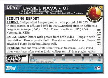 2010 Bowman - Prospects Blue #BP47 Daniel Nava Back
