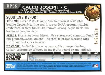 2010 Bowman - Prospects Blue #BP55 Caleb Joseph Back