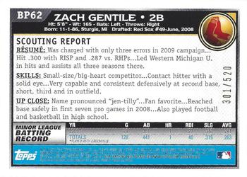 2010 Bowman - Prospects Blue #BP62 Zach Gentile Back