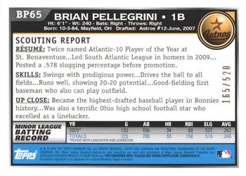 2010 Bowman - Prospects Blue #BP65 Brian Pellegrini Back