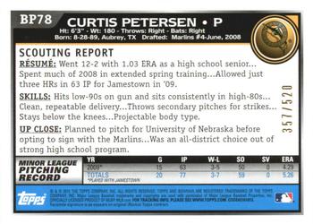 2010 Bowman - Prospects Blue #BP78 Curtis Petersen Back