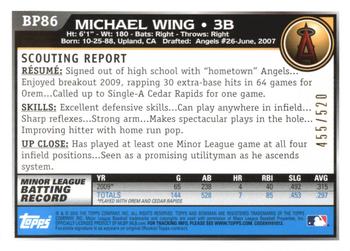2010 Bowman - Prospects Blue #BP86 Michael Wing Back