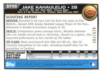 2010 Bowman - Prospects Blue #BP88 Jake Kahaulelio Back