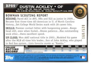 2010 Bowman - Prospects Blue #BP89 Dustin Ackley Back