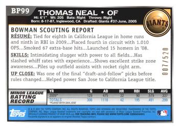 2010 Bowman - Prospects Blue #BP99 Thomas Neal Back