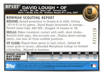 2010 Bowman - Prospects Blue #BP107 David Lough Back