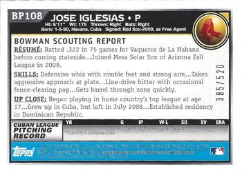 2010 Bowman - Prospects Blue #BP108 Jose Iglesias Back