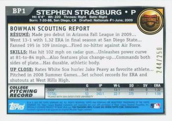 2010 Bowman - Prospects Orange #BP1 Stephen Strasburg Back