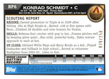 2010 Bowman - Prospects Orange #BP6 Konrad Schmidt Back