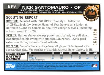 2010 Bowman - Prospects Orange #BP9 Nick Santomauro Back