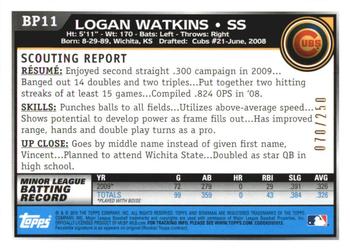 2010 Bowman - Prospects Orange #BP11 Logan Watkins Back