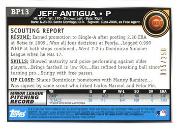 2010 Bowman - Prospects Orange #BP13 Jeff Antigua Back