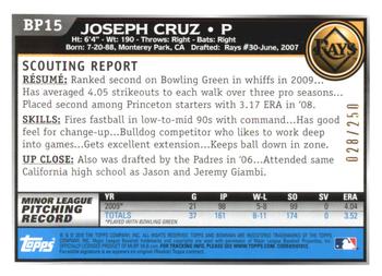 2010 Bowman - Prospects Orange #BP15 Joseph Cruz Back