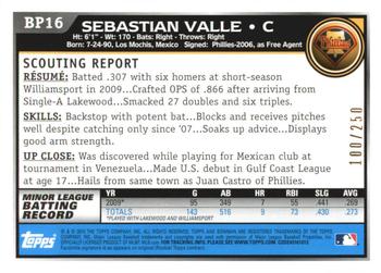 2010 Bowman - Prospects Orange #BP16 Sebastian Valle Back