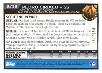 2010 Bowman - Prospects Orange #BP18 Pedro Ciriaco Back