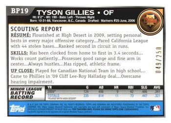 2010 Bowman - Prospects Orange #BP19 Tyson Gillies Back