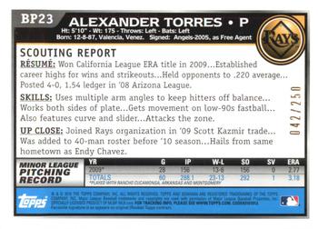 2010 Bowman - Prospects Orange #BP23 Alexander Torres Back