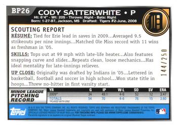 2010 Bowman - Prospects Orange #BP26 Cody Satterwhite Back