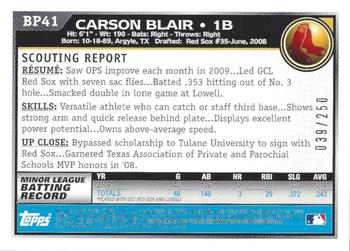2010 Bowman - Prospects Orange #BP41 Carson Blair Back