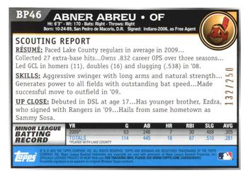 2010 Bowman - Prospects Orange #BP46 Abner Abreu Back
