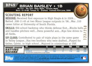 2010 Bowman - Prospects Orange #BP49 Brian Baisley Back