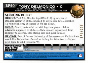 2010 Bowman - Prospects Orange #BP50 Tony Delmonico Back