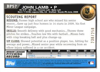 2010 Bowman - Prospects Orange #BP57 John Lamb Back