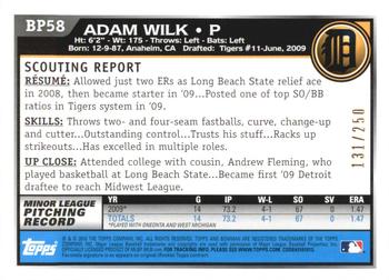 2010 Bowman - Prospects Orange #BP58 Adam Wilk Back