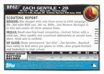 2010 Bowman - Prospects Orange #BP62 Zach Gentile Back