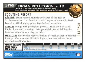 2010 Bowman - Prospects Orange #BP65 Brian Pellegrini Back