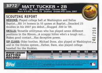2010 Bowman - Prospects Orange #BP72 Matt Tucker Back