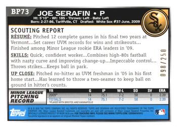 2010 Bowman - Prospects Orange #BP73 Joe Serafin Back